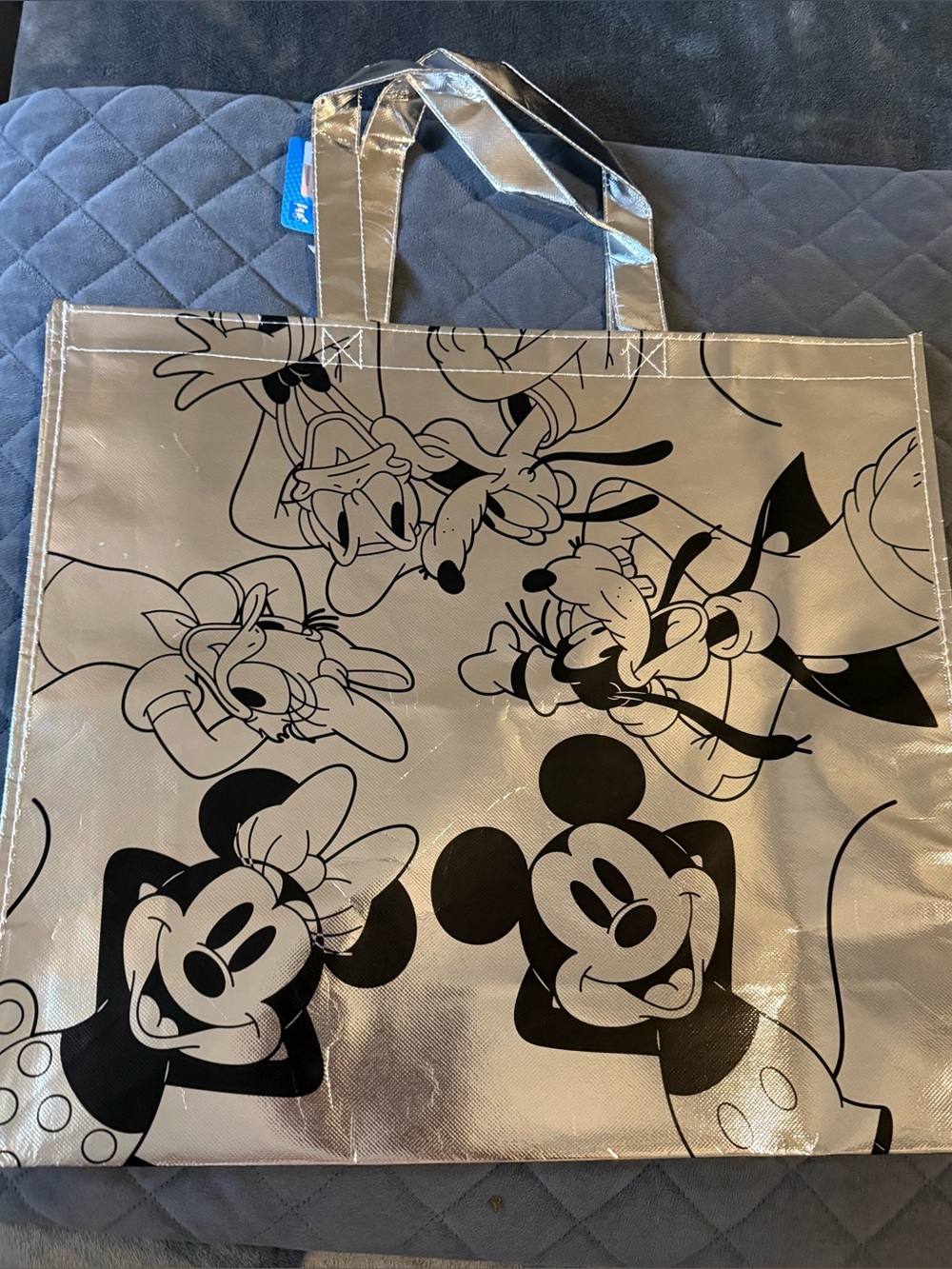 Disney Metallic Silver Mickey & Friends Large Tote Bag π - Picture 2 of 4